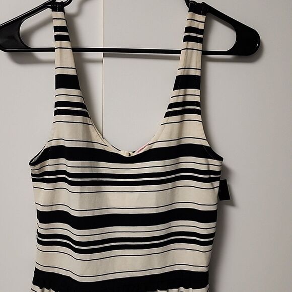 J. Crew Black White StripSleeveless Scoop Neck Sundress Back Button Detail Sz Xs - Picture 2 of 11